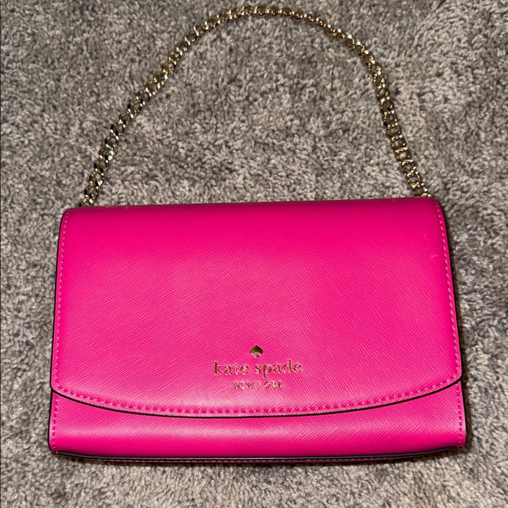 Kate Spade Pink Clutch with Gold Chain